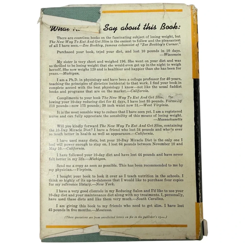The‎ New Way To Eat And Get Slim Donald G Cooley Vintage Diet Book 1949